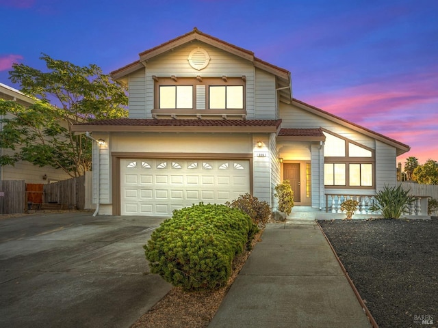 view of property featuring a garage