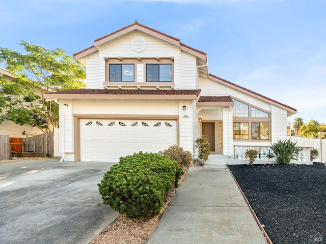 view of front of house with a garage