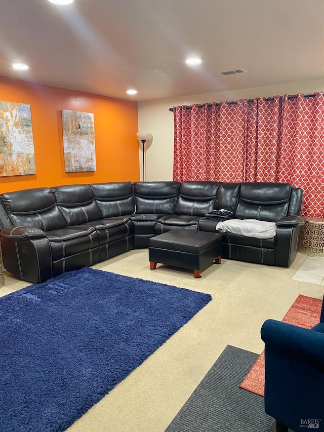 view of carpeted cinema room