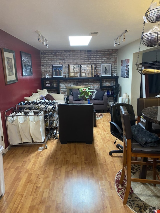 home office with hardwood / wood-style floors