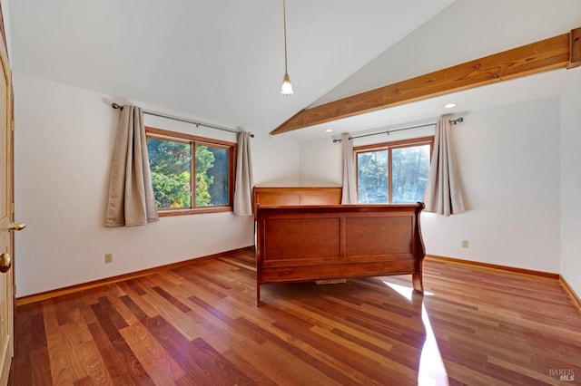 3925 Bay Hill Rd, Bodega Bay, CA 94923 - unfurnished bedroom featuring recessed lighting, vaulted ceiling, wood finished floors, and baseboards