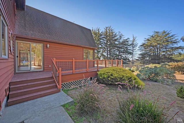 view of yard with a wooden deck