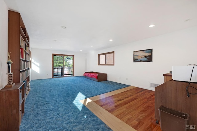 3925 Bay Hill Rd, Bodega Bay, CA 94923 - carpeted living room with recessed lighting, visible vents, and baseboards