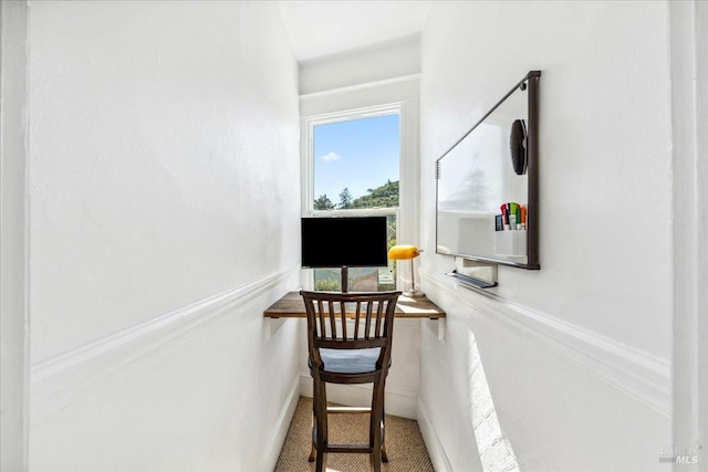 interior space featuring baseboards and carpet floors