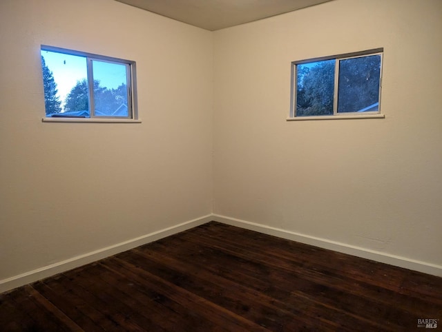 spare room featuring wood-type flooring