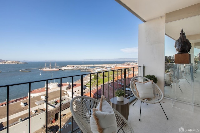 balcony with a water view