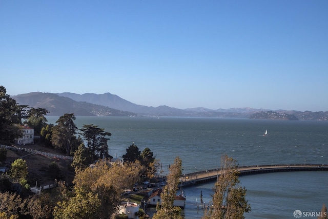 view of water feature with a mountain view