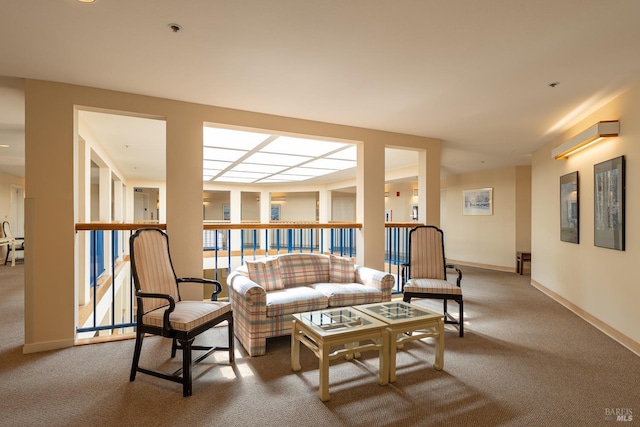 living room with carpet floors