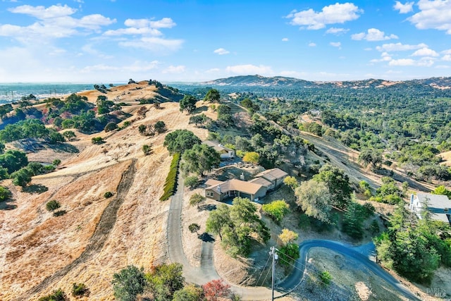 bird's eye view with a mountain view