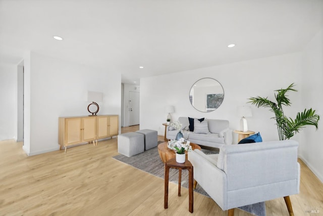 living room with light hardwood / wood-style flooring