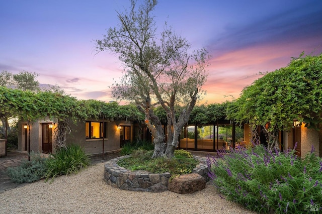 view of yard at dusk