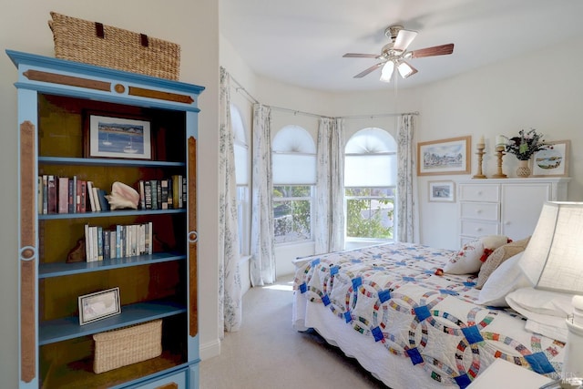 bedroom featuring carpet floors and a ceiling fan