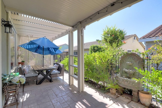 view of patio featuring a pergola