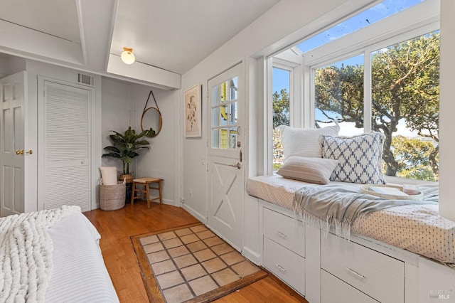 interior space with light hardwood / wood-style floors