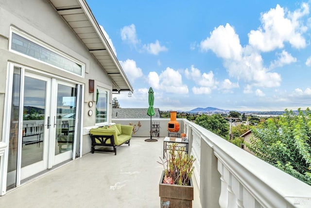 balcony with a mountain view