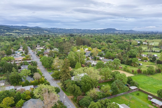 birds eye view of property with a mountain view