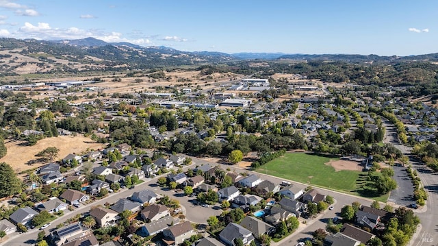 aerial view with a mountain view