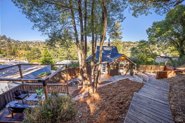 exterior space featuring a mountain view