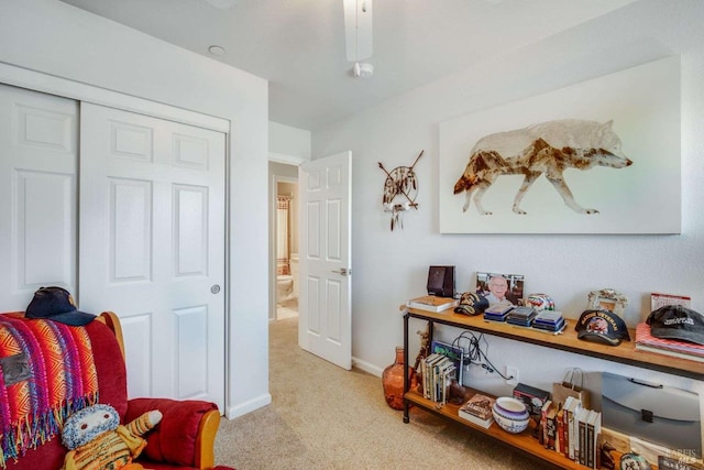 sitting room with light carpet