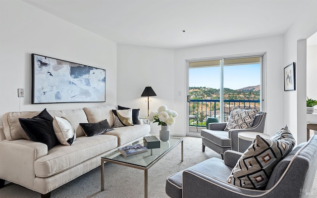 living room with carpet flooring