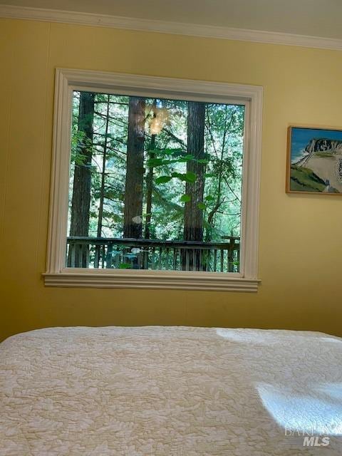 unfurnished bedroom featuring ornamental molding