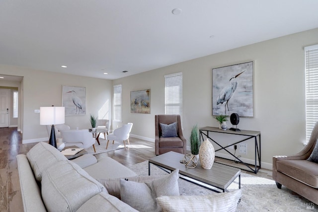 living room with light wood-type flooring