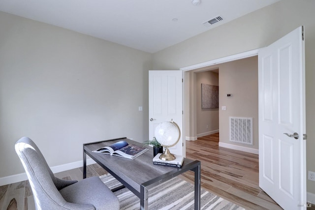 office featuring light wood-type flooring