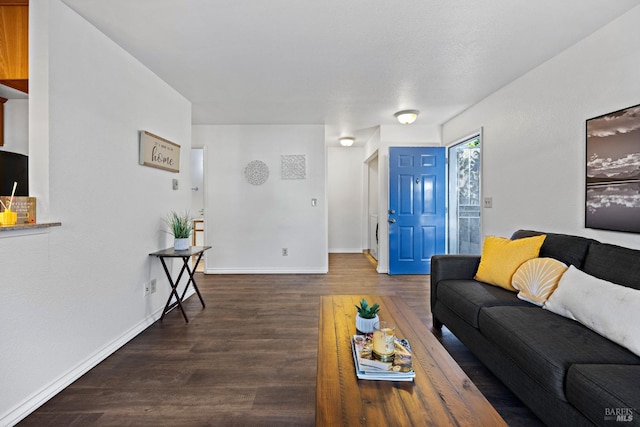 living room featuring dark hardwood / wood-style floors