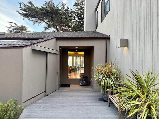 doorway to property featuring a deck