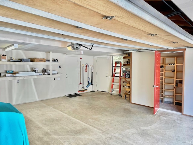 garage with a garage door opener