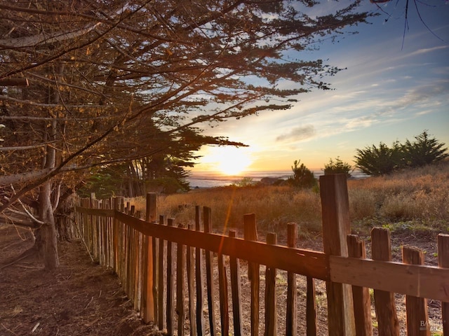 view of yard at dusk