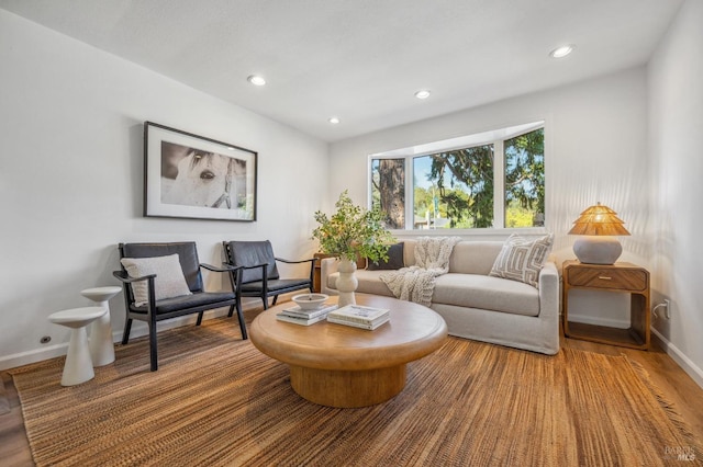 interior space with hardwood / wood-style flooring