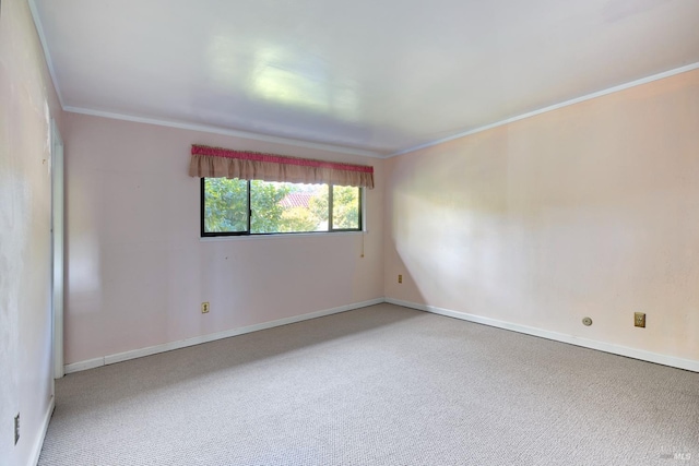 carpeted empty room with ornamental molding