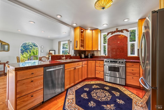 31026 Albion Ridge L Rd, Albion, CA 95410 - kitchen with light hardwood / wood-style floors, appliances with stainless steel finishes, sink, and plenty of natural light