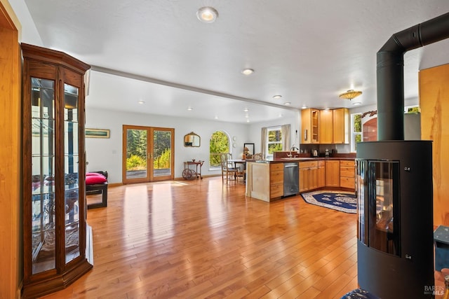 31026 Albion Ridge L Rd, Albion, CA 95410 - kitchen featuring stainless steel dishwasher, light hardwood / wood-style flooring, and plenty of natural light