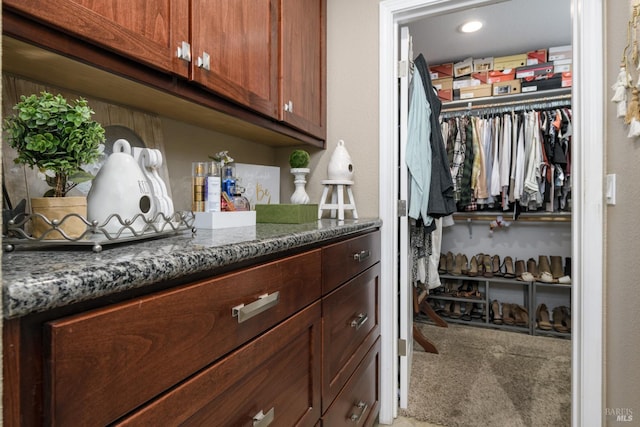 spacious closet with carpet flooring