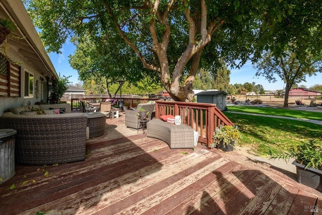 deck featuring a yard