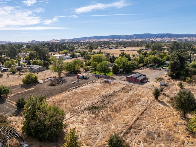 drone / aerial view featuring a mountain view