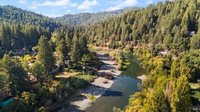 bird's eye view featuring a view of trees