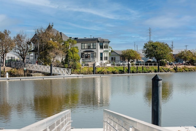 view of dock featuring a water view