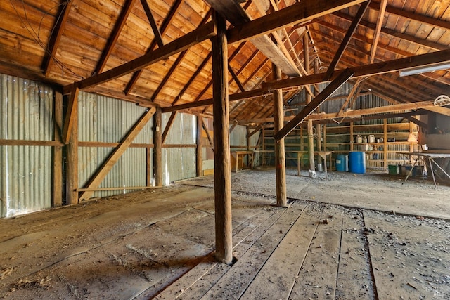 view of unfinished attic