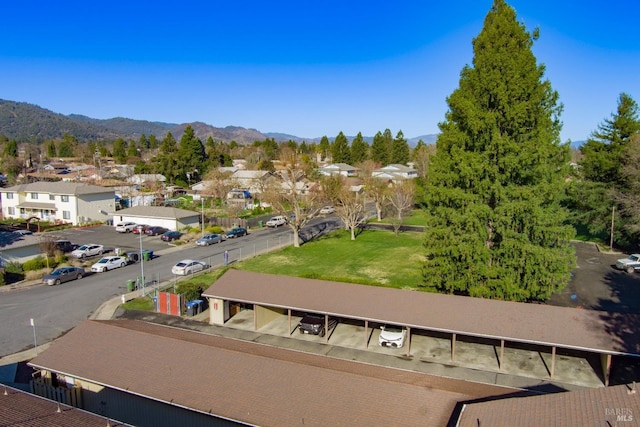 bird's eye view with a mountain view