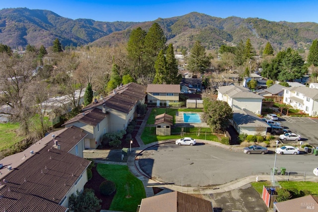 drone / aerial view with a mountain view