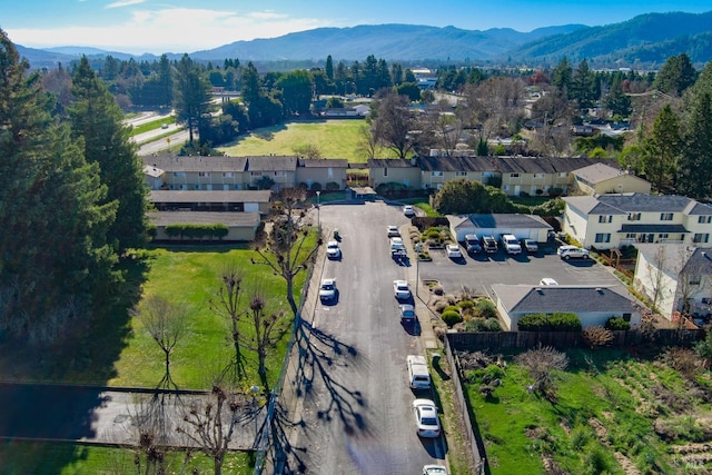 bird's eye view with a mountain view