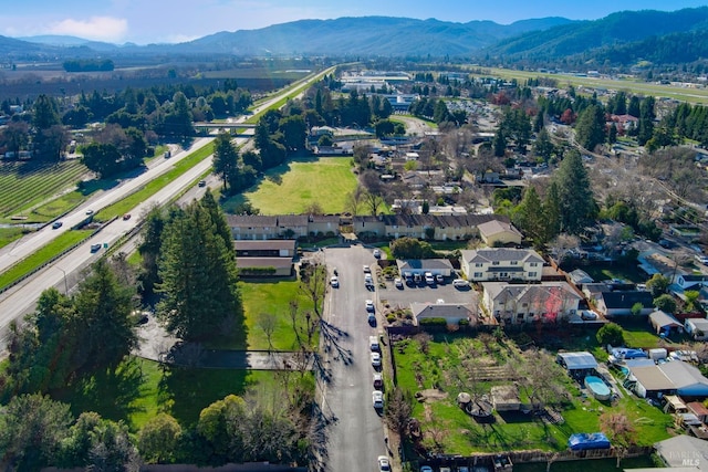 aerial view featuring a mountain view