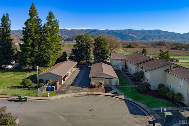 aerial view with a mountain view