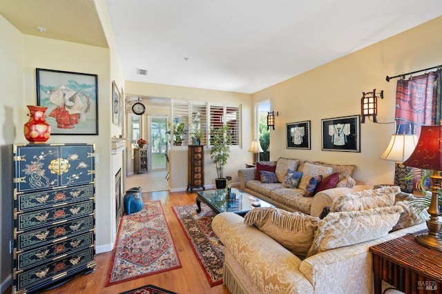 living room featuring wood-type flooring