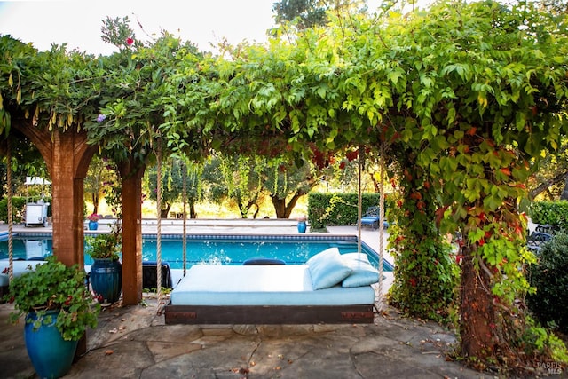 pool with a patio