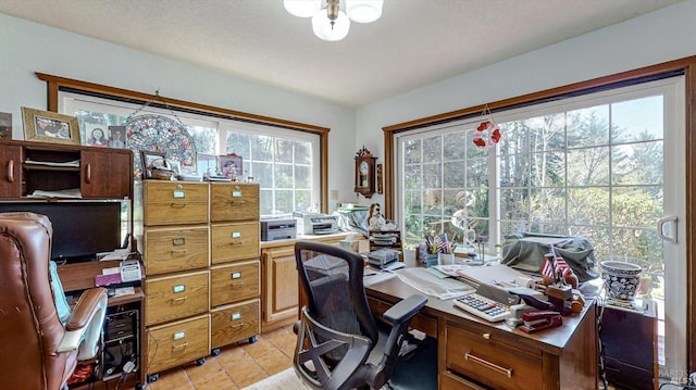 view of tiled home office