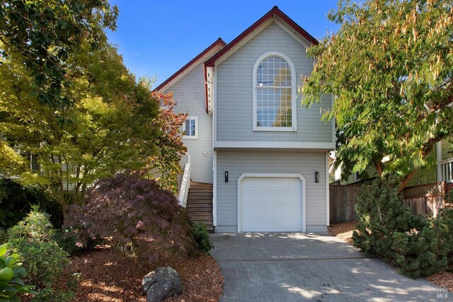 view of front of property featuring a garage